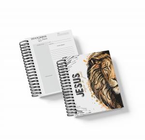 Caderno Devocional Masculino impresso em papel offset 75gr A5 (15x21cm) Preto e Branco Capa dura com acabamento laminado brilho Wire-o 