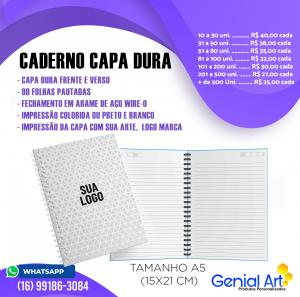 Caderno Personalizado A5 capa dura      