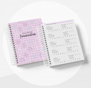 Planner financeiro impresso em papel offset 75gr A5 (15x21cm) Preto e Branco Capa dura com acabamento laminado brilho Wire-o 